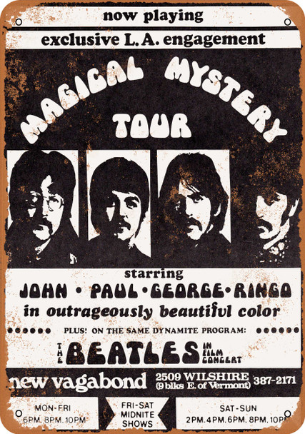 1967 Beatles Magical Mystery Tour in Los Angeles - Metal Sign
