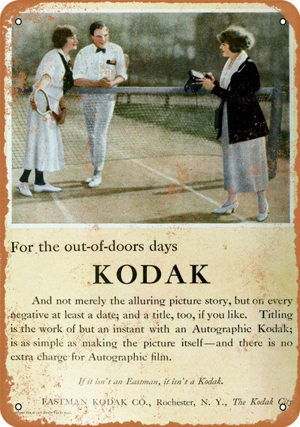 1921 Kodak and Tennis - Metal Sign