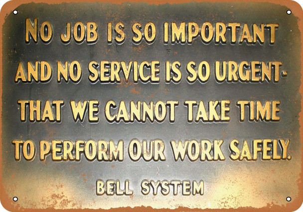 Bell System Safety Message - Metal Sign