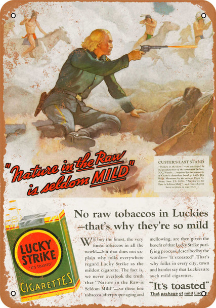 1932 Lucky Strike and George Custer - Metal Sign
