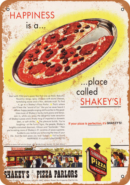 1966 Shakey's Pizza - Metal Sign