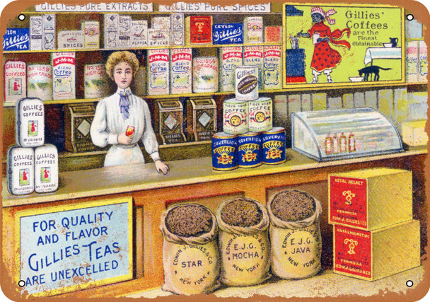 Gillies Coffee, Tea and Spices - Metal Sign