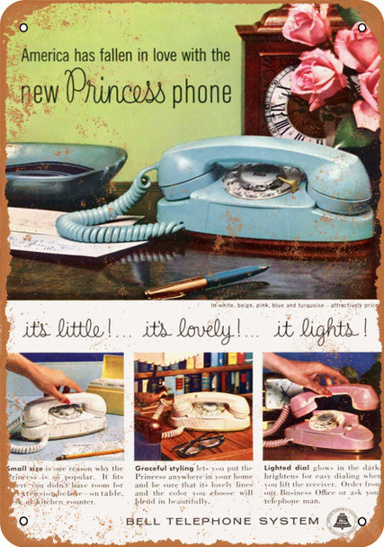 1959 Bell Telephone Princess Phone - Metal Sign