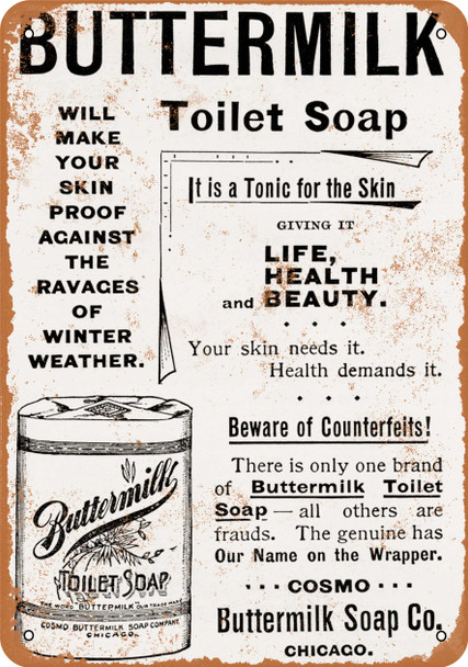 1896 Buttermilk Toilet Soap - Metal Sign