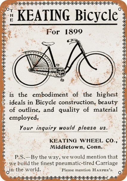 1899 Keating Bicycles - Metal Sign
