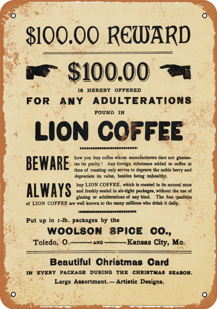 Woolson Spice Co. Lion Coffee - Metal Sign