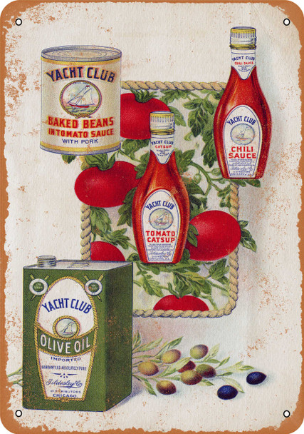 1914 Yacht Club Condiments - Metal Sign