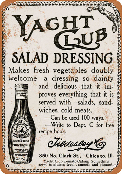1914 Yacht Club Salad Dressing - Metal Sign
