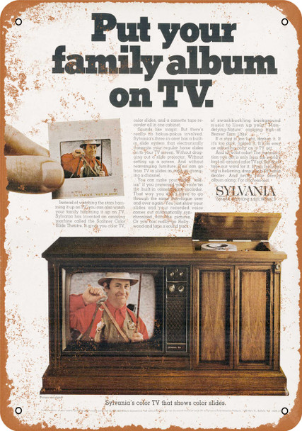 1968 Sylvania Color TV and Slide Viewer - Metal Sign