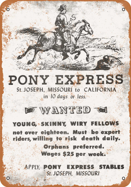 1861 Pony Express Vintage Look Reproduction - Metal Sign