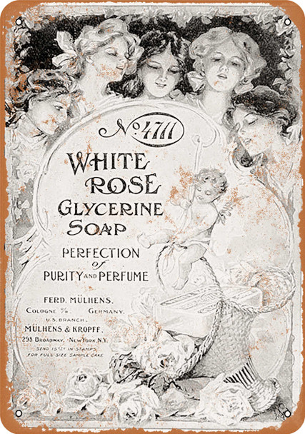 1902 White Rose Glycerin Soap - Metal Sign