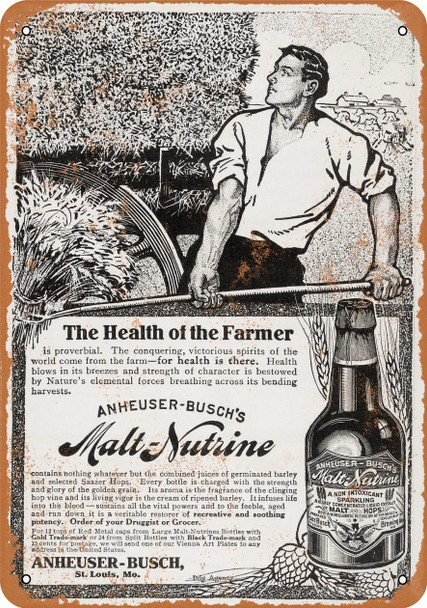 1908 Anheuser Busch Malt Nutrine - Metal Sign