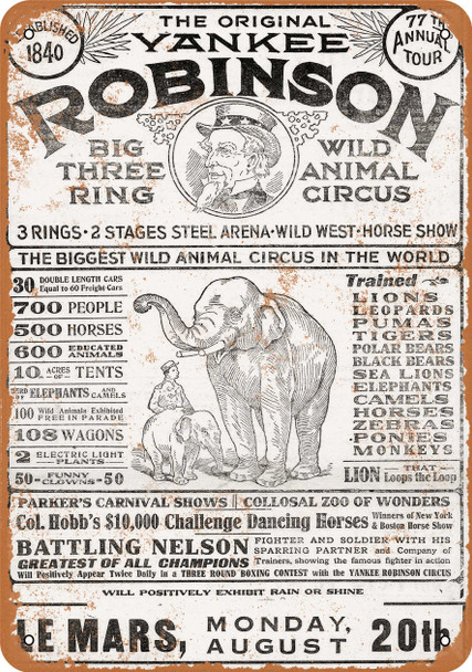 1917 Yankee Robinson Circus - Metal Sign