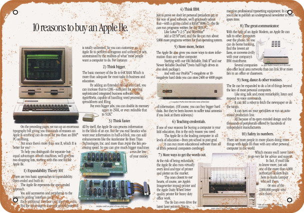 1984 Apple IIe Computer - Metal Sign