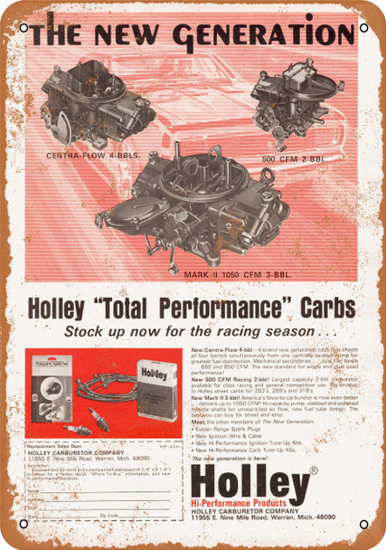 1969 Holley Hi-Performance Carburetors - Metal Sign