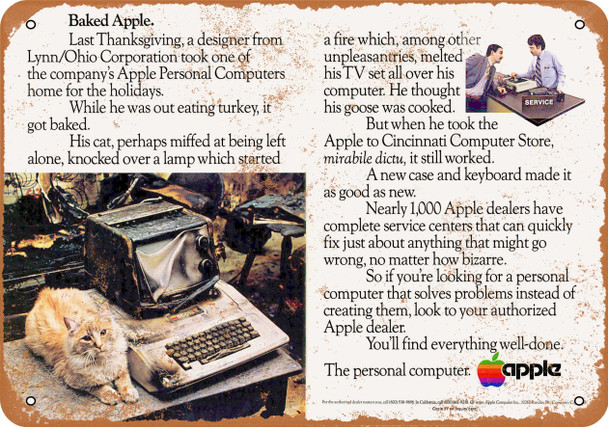 1981 Apple Computer Fire - Metal Sign