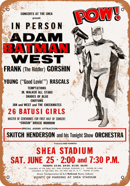 1966 Batman in Person at Shea Stadium - Metal Sign