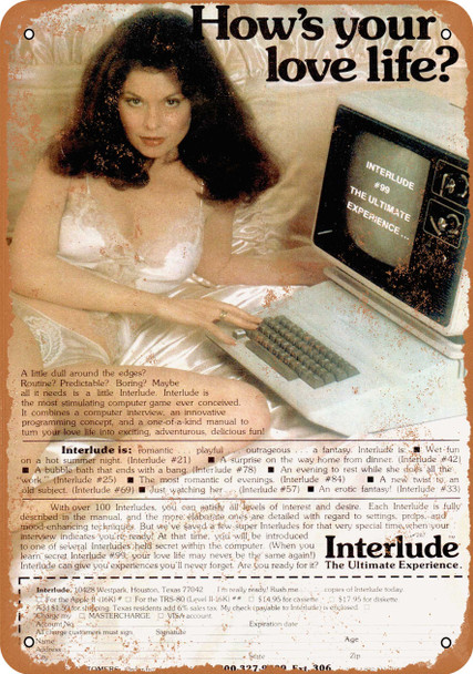 1989 Interlude the First Computer Porn - Metal Sign