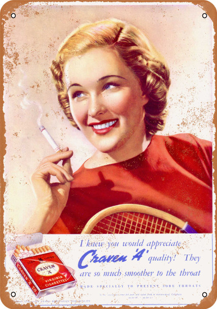 1930 Craven A Virginia Cigarettes - Metal Sign