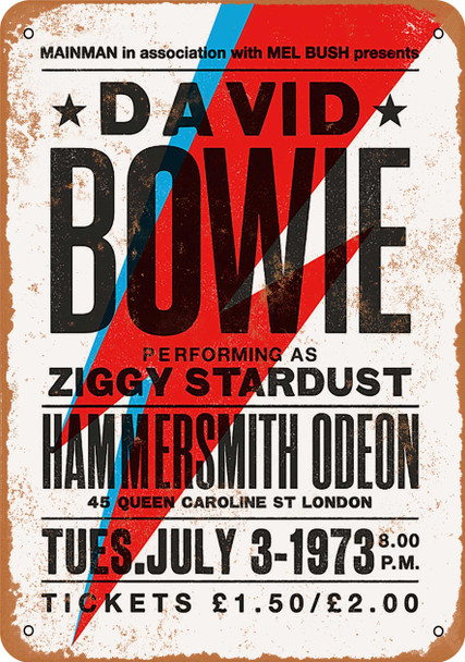1973 David Bowie in London - Metal Sign
