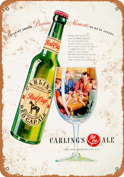 1946 Carling's Red Cap Ale - Metal Sign