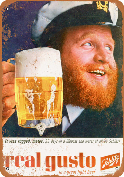 1964 Schlitz Beer and Seaman - Metal Sign