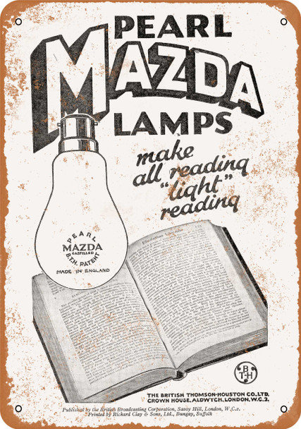 1929 Pearl Mazda Light Bulbs - Metal Sign