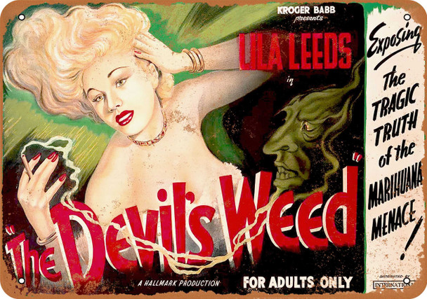 1949 Devil's Weed Marijuana Menace - Metal Sign