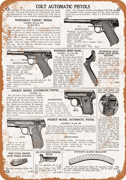 1908 Colt Automatic Pistols - Metal Sign