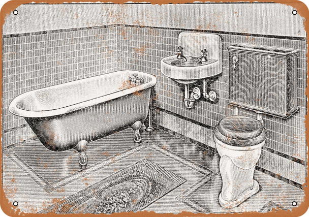1916 Bathroom Fixtures - Metal Sign