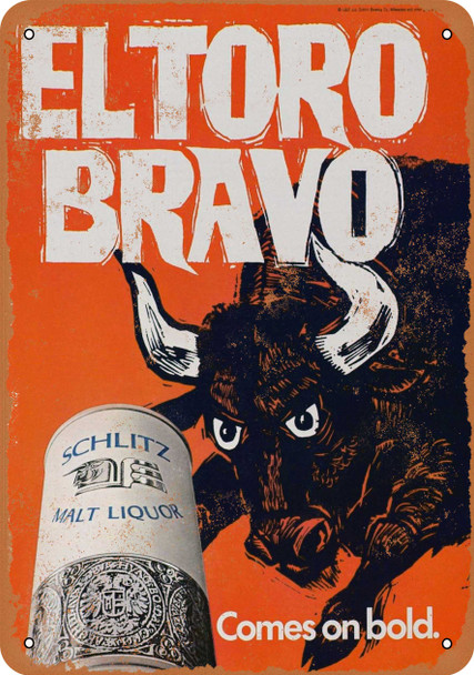 1969 Schlitz Malt Liquor Bull - Metal Sign