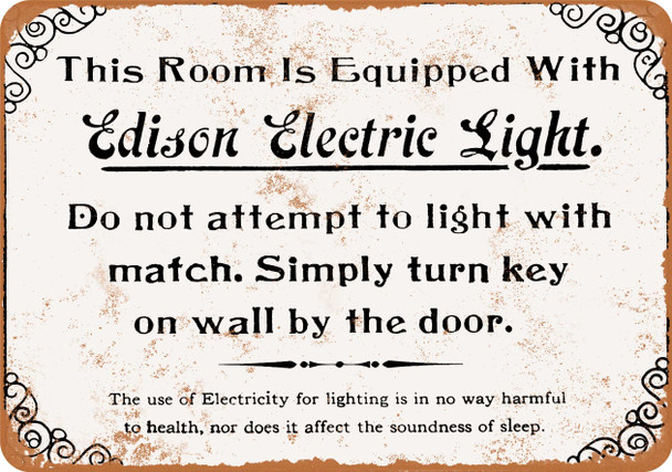 Edison Electric Lights - Metal Sign