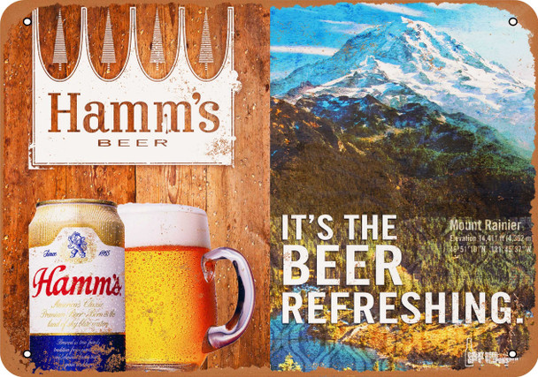 Hamm's Beer and Mount Rainier - Metal Sign