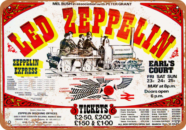 1975 Led Zeppelin at Earl's Court - Metal Sign