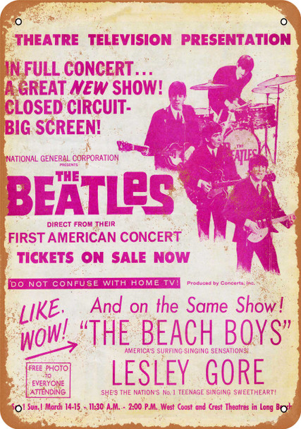 1964 Beatles First American Concert TV Show - Metal Sign