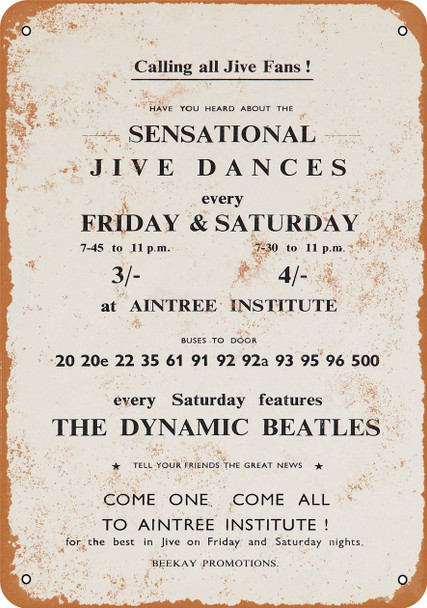 1961 Beatles at the Aintree Institute - Metal Sign