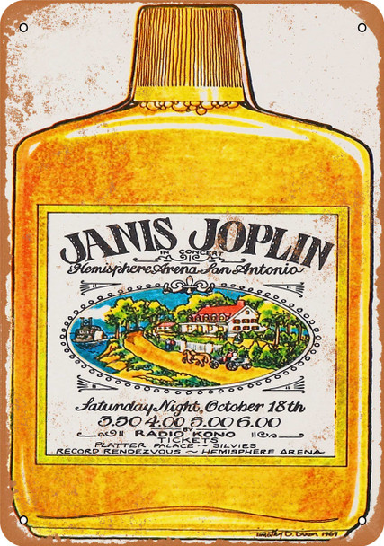 1969 Janis Joplin in San Antonio - Metal Sign