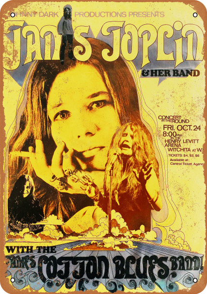 1969 Janis Joplin in Wichita - Metal Sign