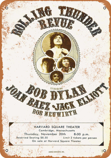 1975 Bob Dylan and Joan Baez at Harvard - Metal Sign