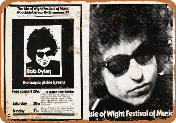 1969 Bob Dylan at the Isle of Wight - Metal Sign