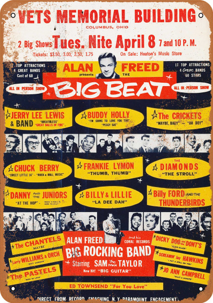 1958 Alan Freed & Stars in Columbus Ohio - Metal Sign