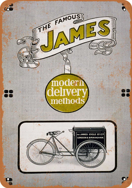 1913 James Delivery Bicycles - Metal Sign