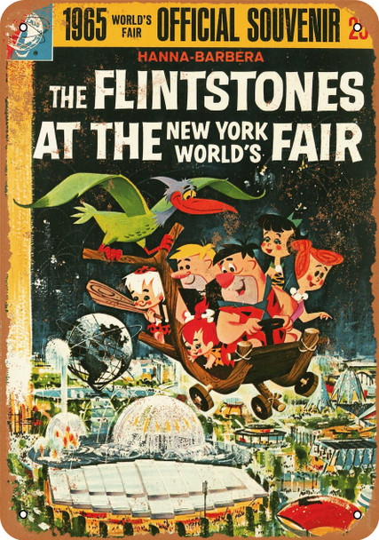 Flintstones at the 1965 World's Fair - Metal Sign