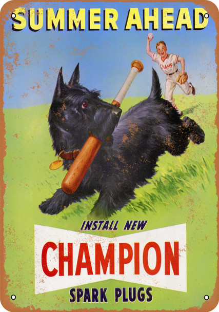 1950 Champion Spark Plugs - Metal Sign