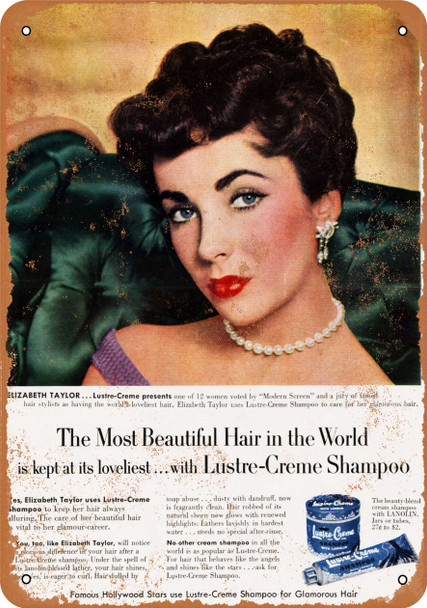 1952 Elizabeth Taylor for Lustre-Creme - Metal Sign