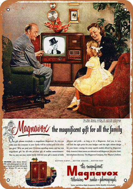 1951 Edgar Bergen for Magnavox TV - Metal Sign