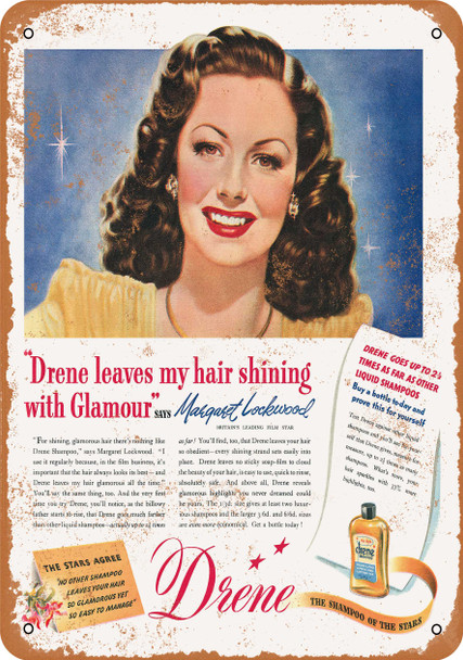 1948 Margaret Lockwood for Drene Shampoo - Metal Sign
