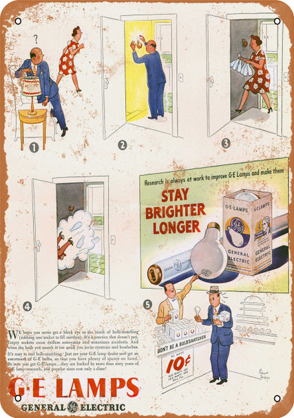 1946 General Electric Light Bulbs - Metal Sign