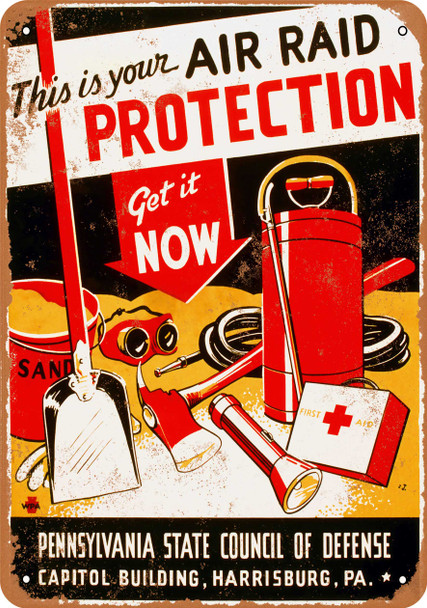 1943 Pennsylvania Air Raid Protection - Metal Sign