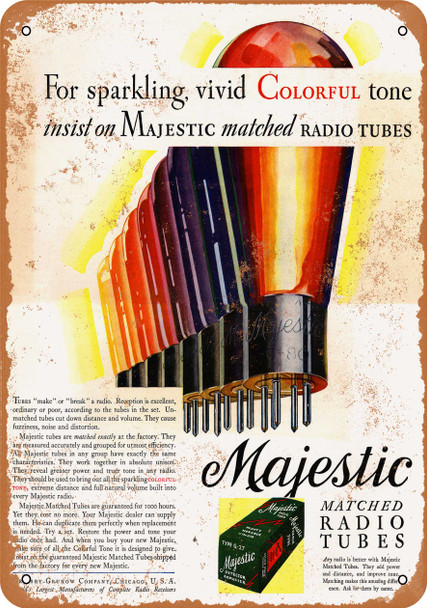 1937 Majestic Matched Radio Tubes - Metal Sign